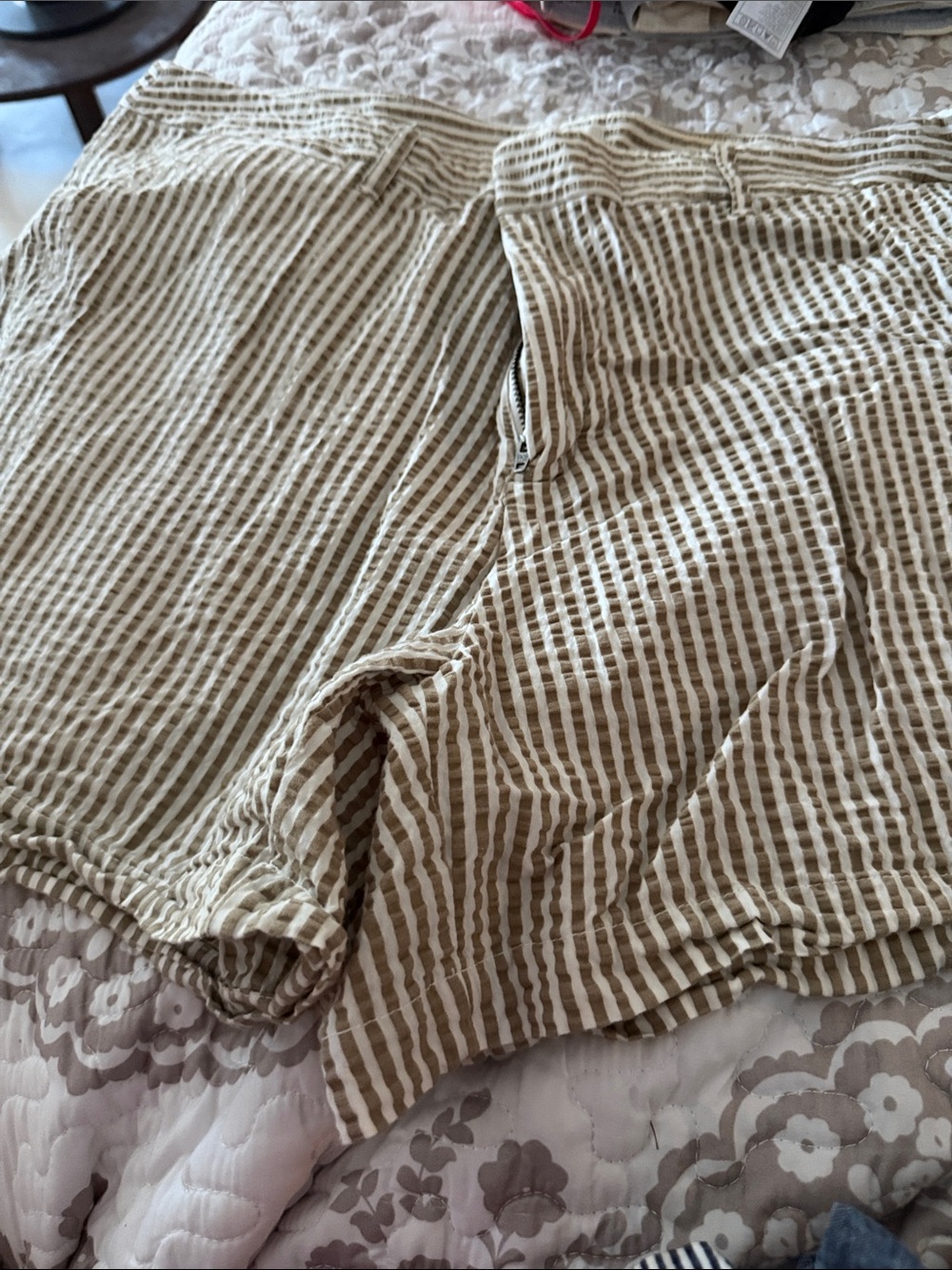 a new day Tan and White Striped Mini Shorts